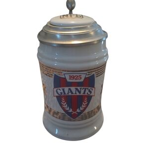 NFL Giants Ceramic Stein with Silver Lid